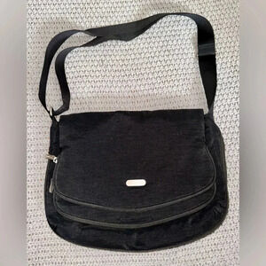 Baggallini 3 Compartment Foldover Black Crossbody Bag